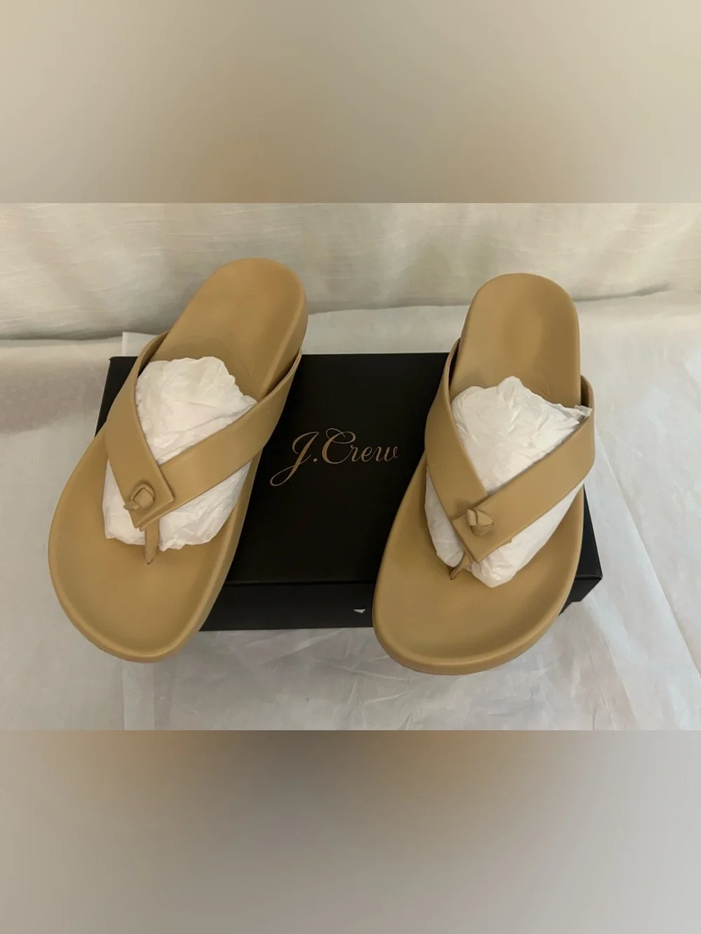 J. Crew 100% Leather Neutral Beige Resortwear Flip Flop Sandals